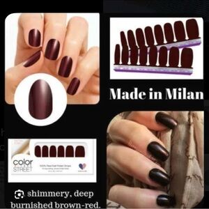 Color Street Deep Burnished Brown-Red Nail Strips